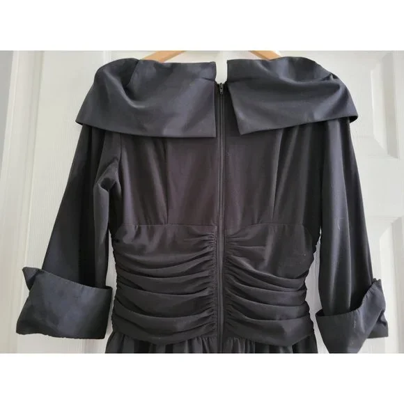 Eliza J Black Cocktail Dress ruched size 8 Retro Event Pin Up - Picture 7 of 9